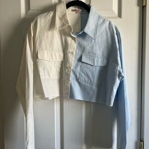 Two-Tone Cropped Shirt